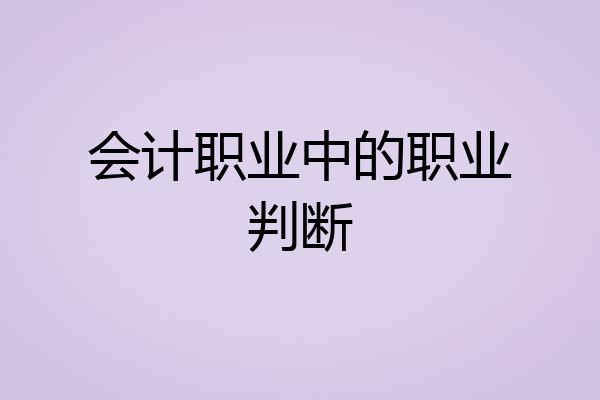 会计职业中的职业判断
