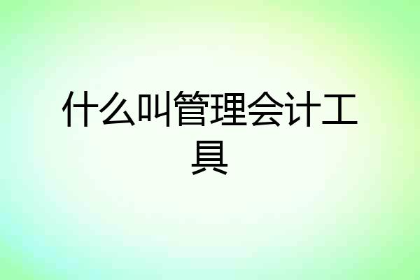 什么叫管理会计工具