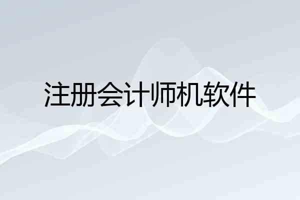 注册会计师机软件