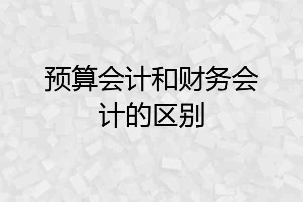 预算会计和财务会计的区别