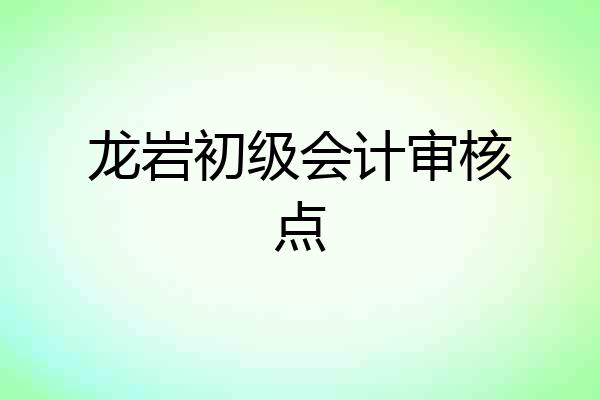 龙岩初级会计审核点