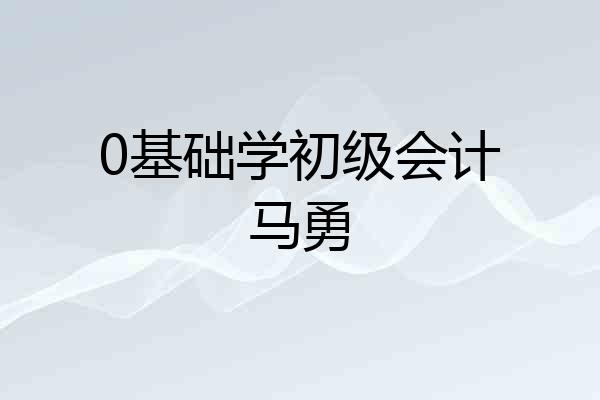 0基础学初级会计马勇