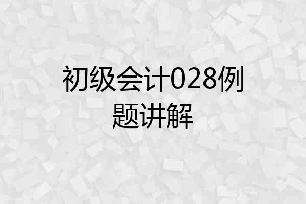 初级会计028例题讲解