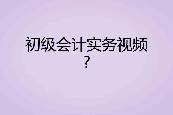 初级会计实务视频?