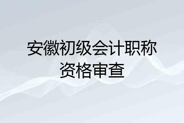 安徽初级会计职称资格审查