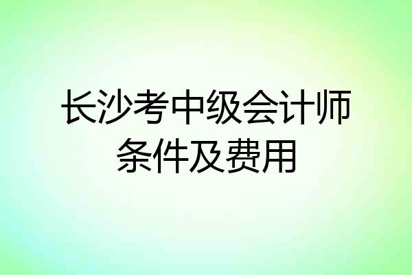 长沙考中级会计师条件及费用