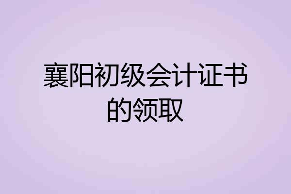 襄阳初级会计证书的领取