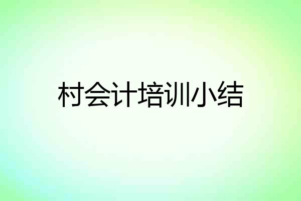 村会计培训小结