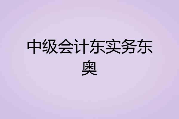 中级会计东实务东奥
