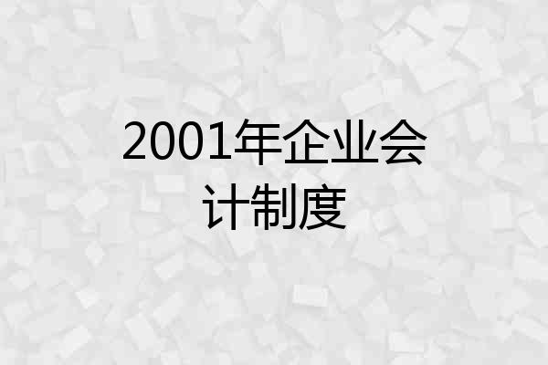 2001年企业会计制度