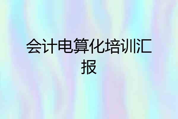 会计电算化培训汇报
