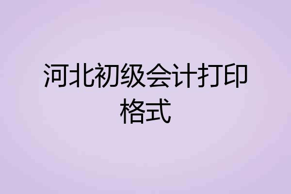 河北初级会计打印格式