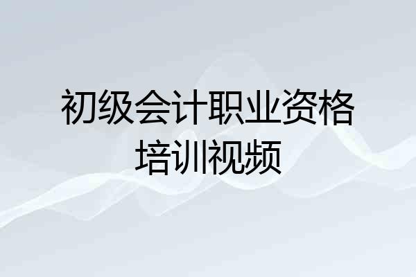 初级会计职业资格培训视频