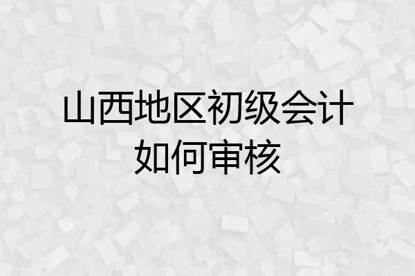 山西地区初级会计如何审核