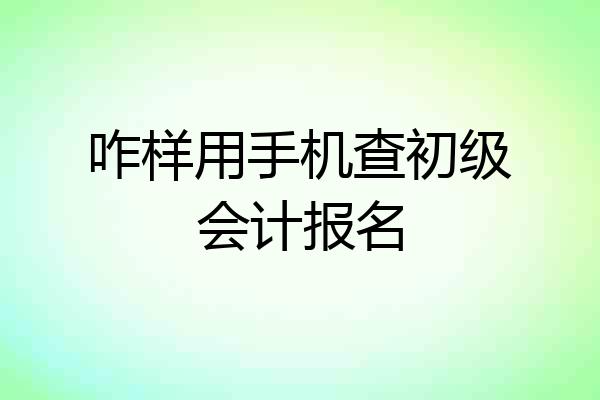 咋样用手机查初级会计报名