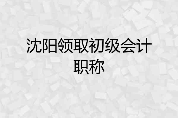 沈阳领取初级会计职称