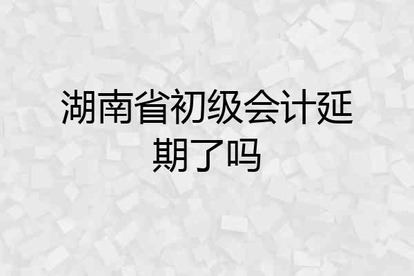 湖南省初级会计延期了吗