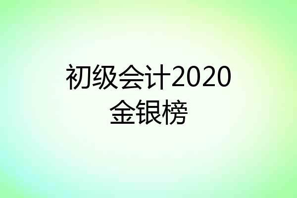 初级会计2020金银榜