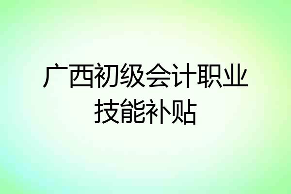 广西初级会计职业技能补贴