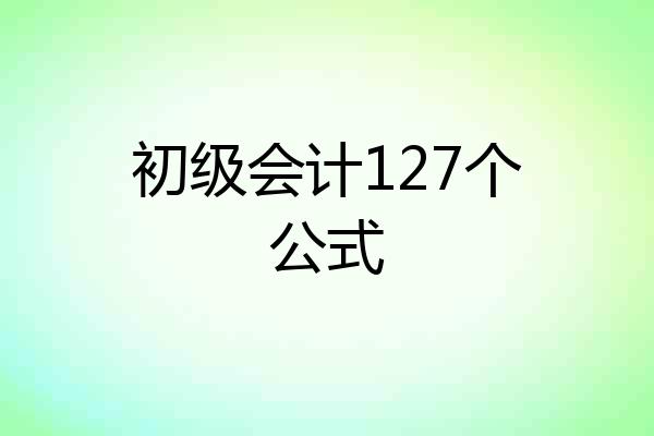 初级会计127个公式