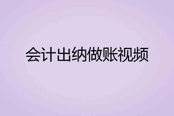 会计出纳做账视频