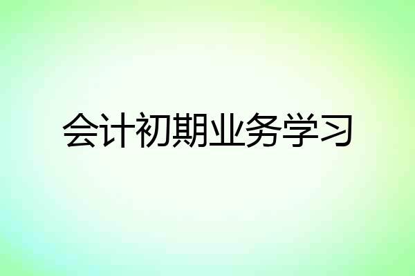 会计初期业务学习