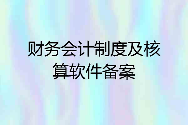 财务会计制度及核算软件备案