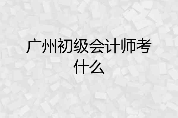 广州初级会计师考什么