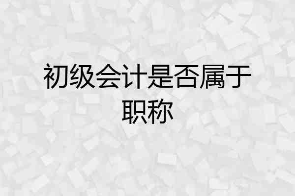 初级会计是否属于职称