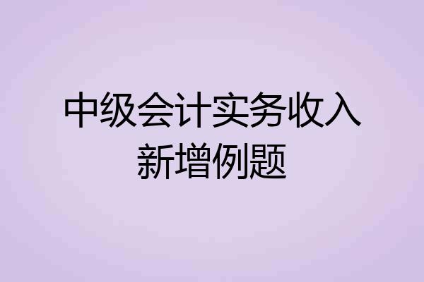 中级会计实务收入新增例题