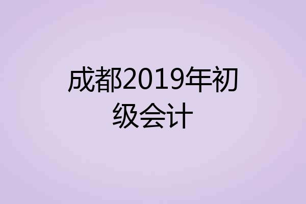 成都2019年初级会计