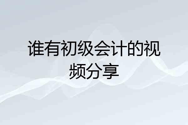 谁有初级会计的视频分享