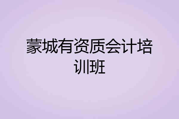 蒙城有资质会计培训班