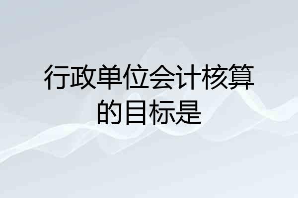 行政单位会计核算的目标是