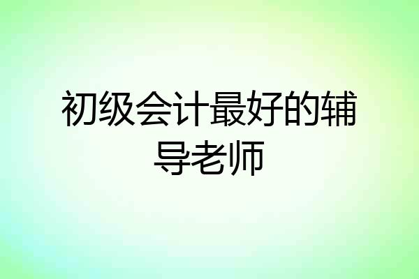 初级会计最好的辅导老师