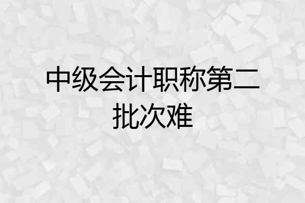 中级会计职称第二批次难