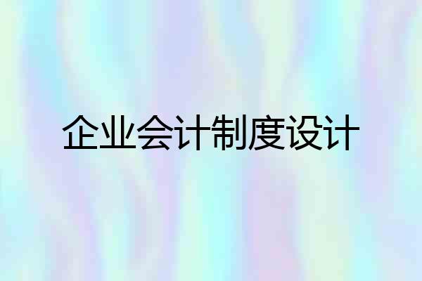 企业会计制度设计