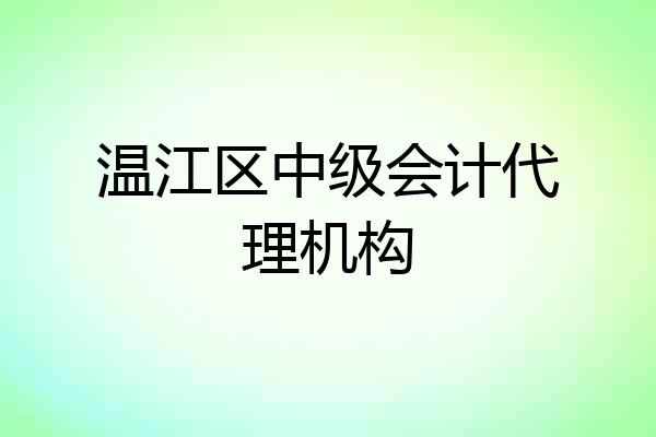 温江区中级会计代理机构