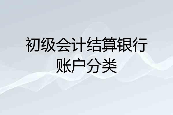 初级会计结算银行账户分类