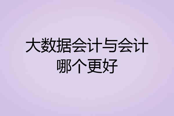 大数据会计与会计哪个更好