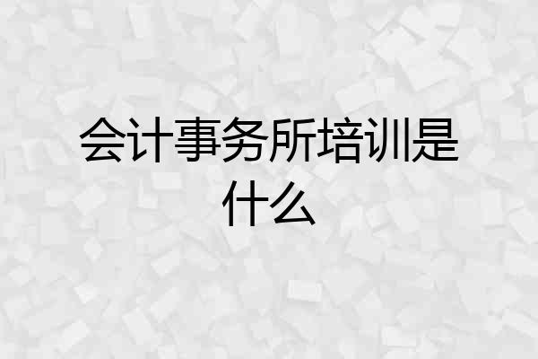 会计事务所培训是什么