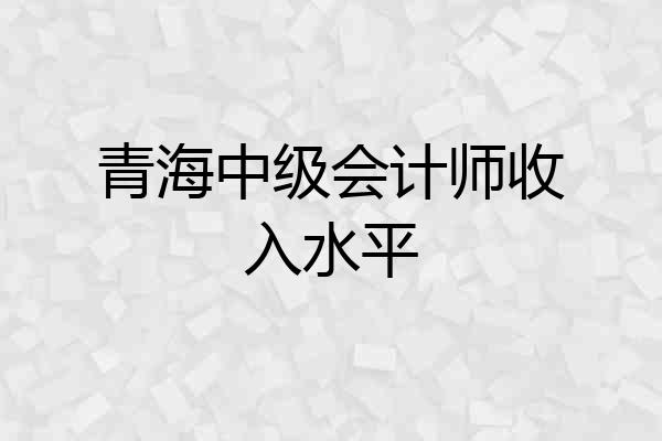 青海中级会计师收入水平