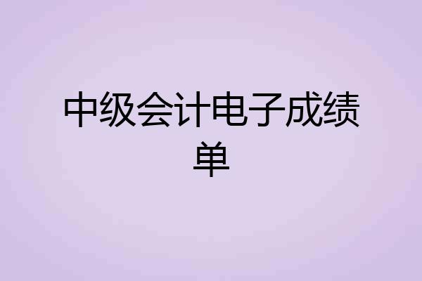 中级会计电子成绩单