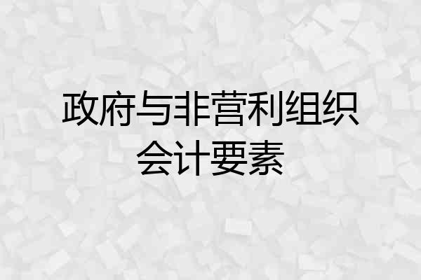 政府与非营利组织会计要素