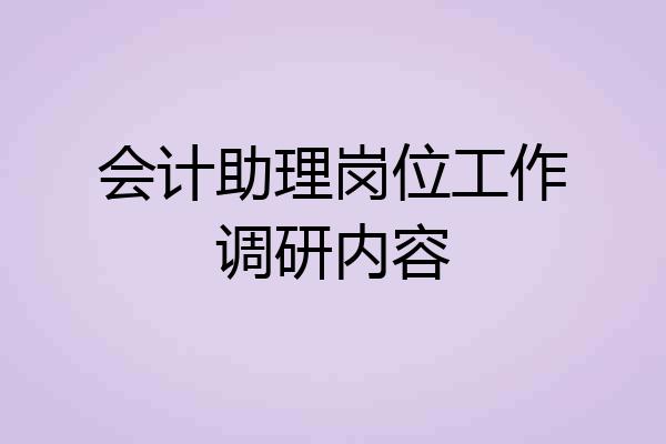 会计助理岗位工作调研内容