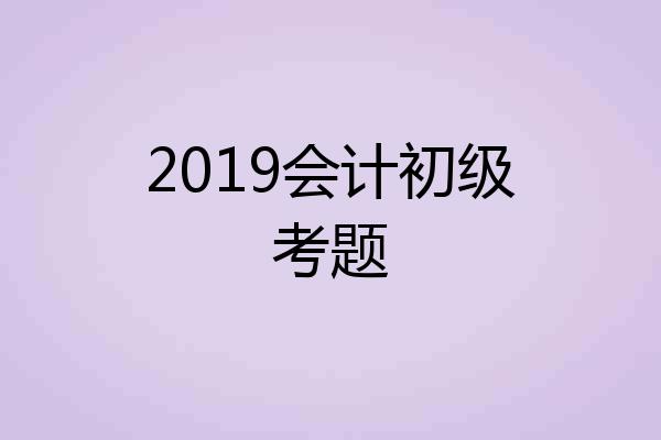 2019会计初级考题