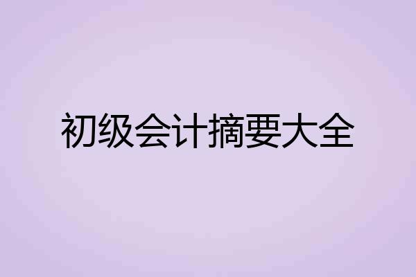 初级会计摘要大全
