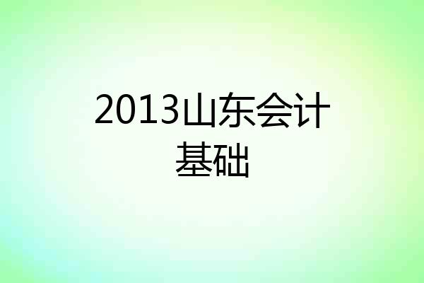 2013山东会计基础