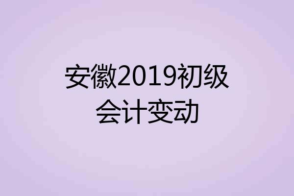 安徽2019初级会计变动