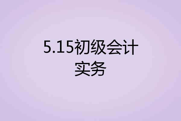 5.15初级会计实务